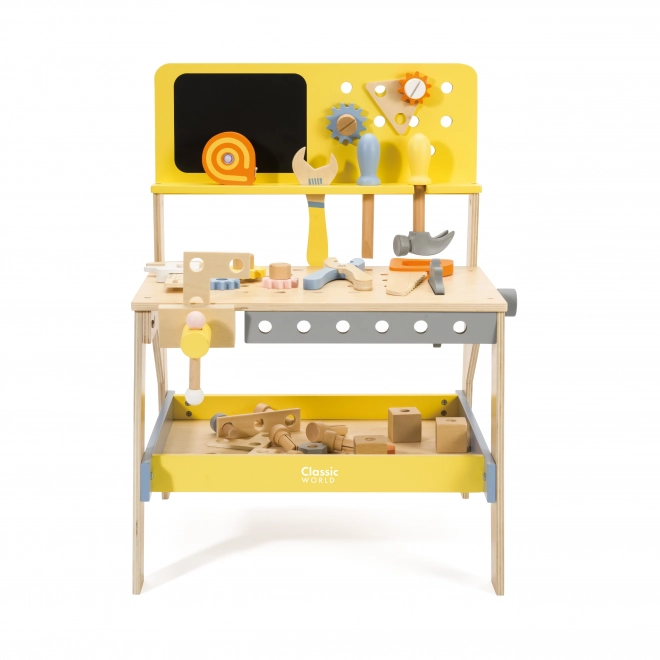 Holzwerkbank mit Kreidetafel für Kinder