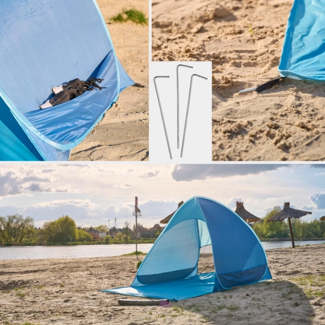 Selbstaufbauendes Strandzelt blau