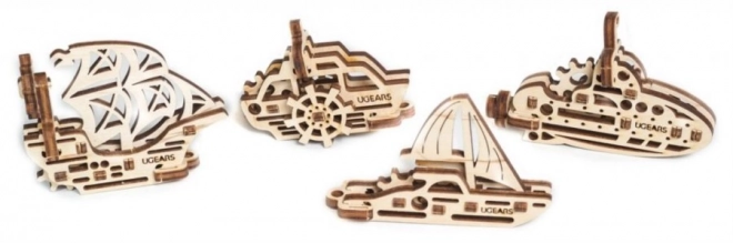 Ugears Mechanische Holzpuzzle 4 Schlüsselanhänger