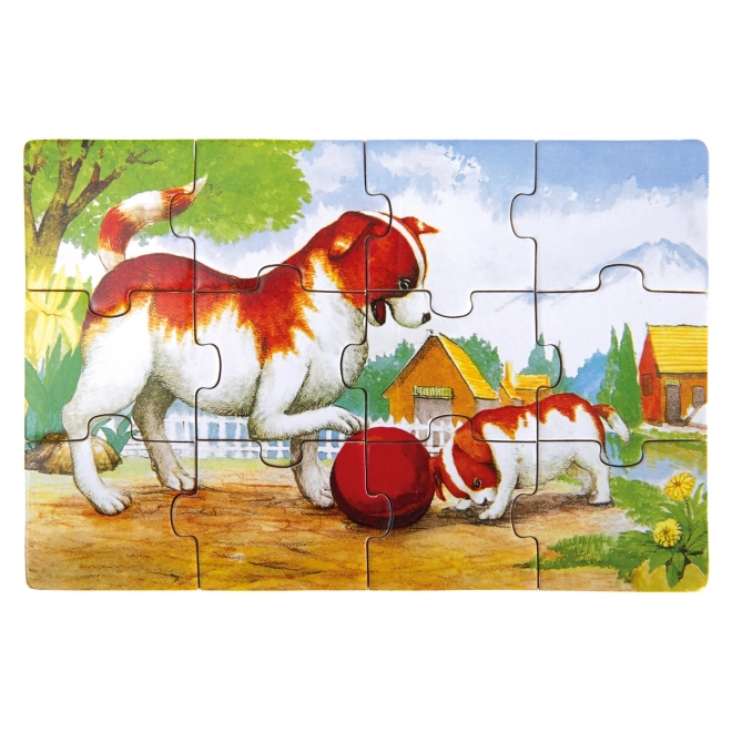 Bino Holzpuzzle Tiere in Box