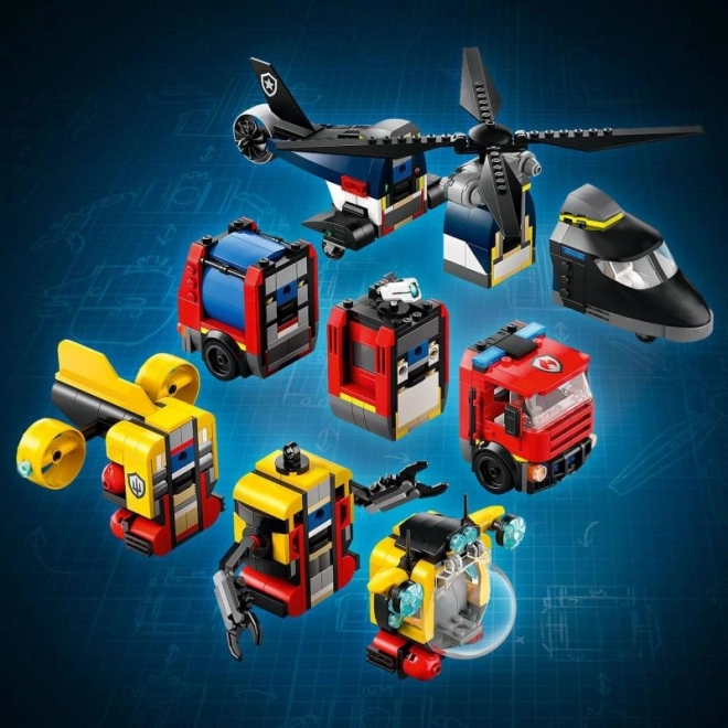 Lego City Hubschrauber-Set mit Feuerwehrfahrzeug und U-Boot