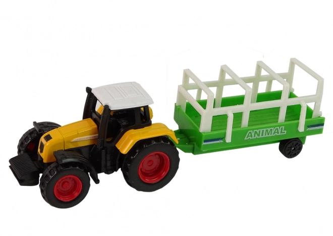 Bauernhof-Set mit Traktor und Anhänger im Maßstab 1:64