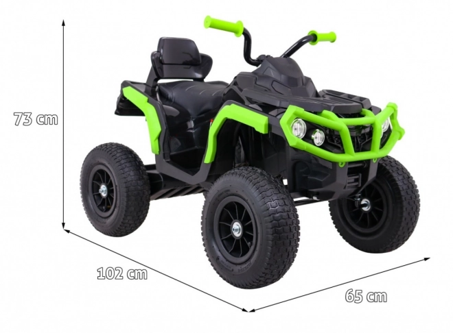 Kinder-Quad ATV Air Batterie Quad Schwarz-Grün + aufblasbare Räder + Radio MP3 + langsamer Start