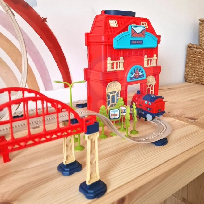 Woopie elektrische eisenbahn 2-in-1 faltbar in einem koffer 87 teile - 3,5 m länge