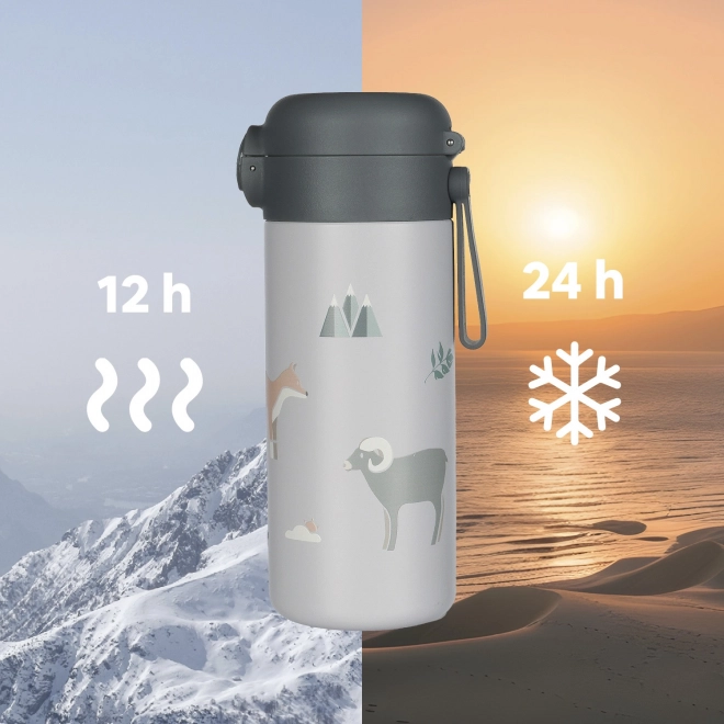 Thermosflasche mit Strohhalm und Silikongriff 350 ml, Mountains