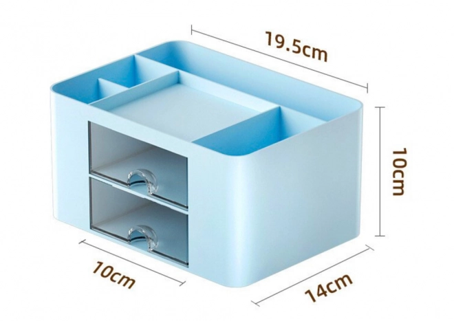 Blauer Schreibtisch-Organizer mit Schubladen