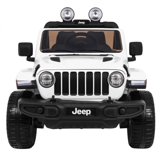 Jeep Wrangler Rubicon Batterie für Kinder Weiß + Fernbedienung + MP3-Radio LED + EVA-Räder