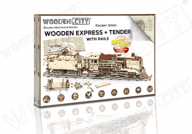 Holzstadt 3D Puzzle Express mit Tender und Schienen