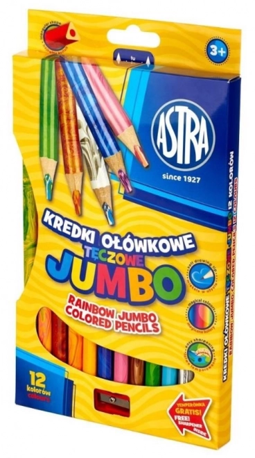 Astra Regenbogenfarbstifte Jumbo 12er-Set mit Anspitzer