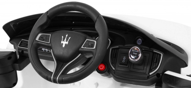 Maserati Ghibli Batterie für Kinder Weiß + Fernbedienung + Langsamer Start + EVA + MP3 USB + LED