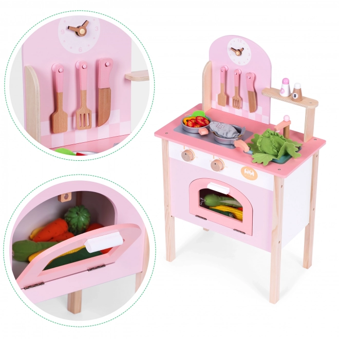 Rosa Kinderküche mit 8 Zubehörteilen von ECOTOYS