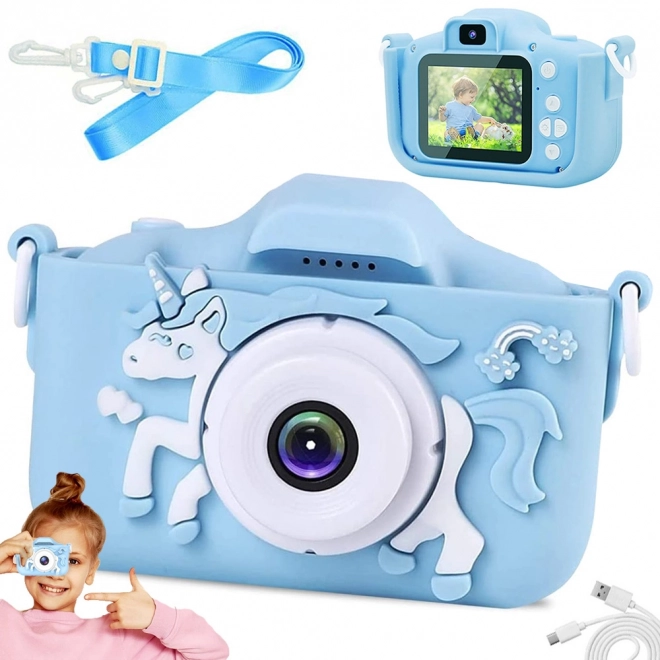 Kinderkamera Einhorn Blau