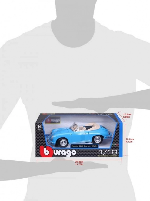 Porsche 356B Cabriolet Modellauto Blau