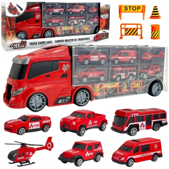 Woopie Feuerwehrauto Transporter 3-in-1 Set Rot