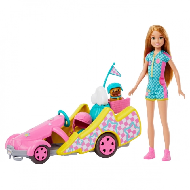 Puppe Barbie Stacie und Filmwagen Gokart