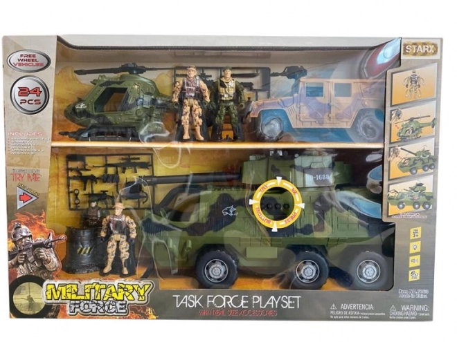 Großes Set militärischer Fahrzeuge mit Soundeffekten
