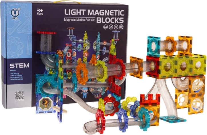 Magnetisches leuchtendes Konstruktionsset Kugelbahn 228 Teile