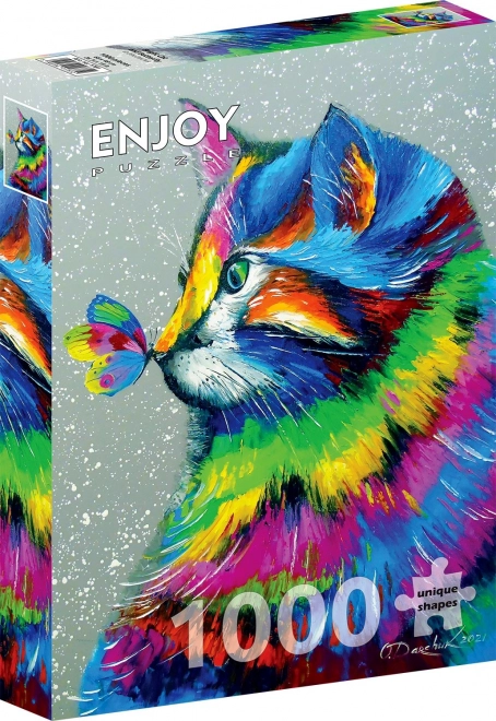 Enjoy Puzzle Schöne Katze und Schmetterling 1000 Teile