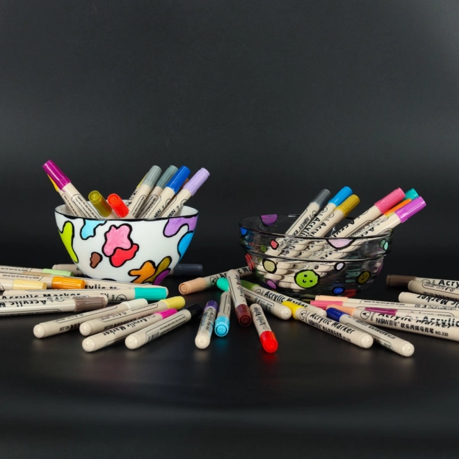 Wasserfeste Acrylmarker für Stoffe und Steine, Set mit 48 Stück