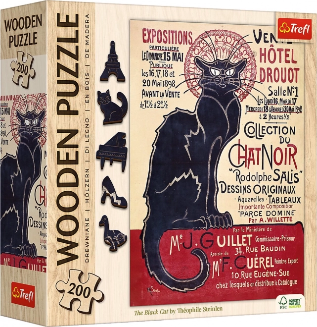 Holzpuzzle 200 Teile Schwarze Katze von Théophile Alexandre Steinlen