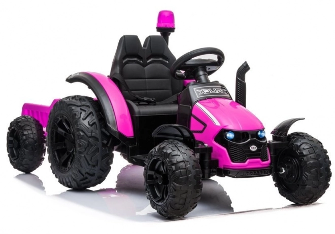 Rosa Traktor mit Anhänger für Kinder