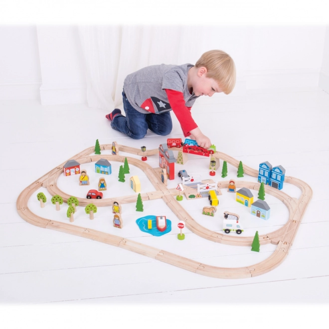 Bigjigs Rail Stadt- und Land-Holzeisenbahn 91 Teile