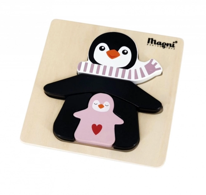 Holzpuzzle Pinguin mit Kindern