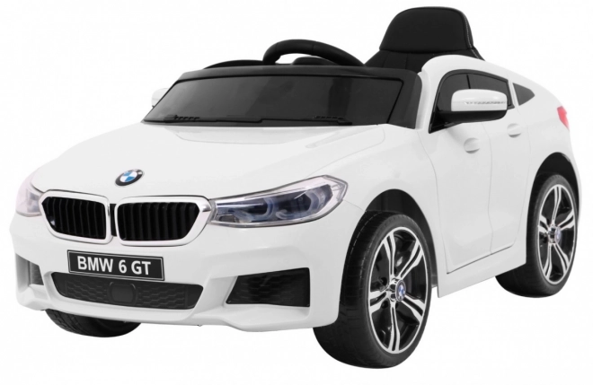 BMW 6 GT Weißes Auto mit Batterie + Fernbedienung + langsamer Start + EVA + Gurte + LED MP3