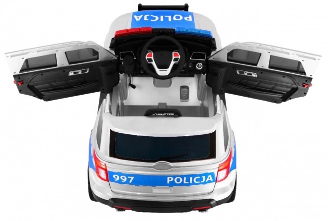 Kinder Polizei SUV Auto mit Batterie + Sirenen + Lichter + Megafon + Fernbedienung + langsamer Start + EVA + Aufkleber