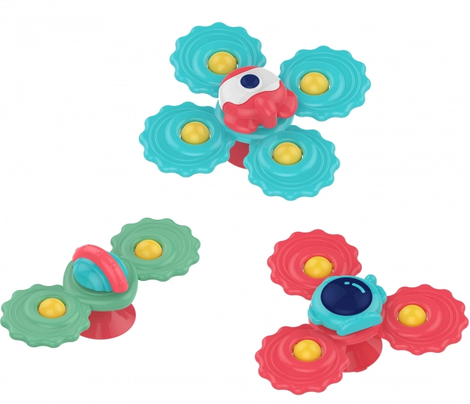 Woopie spinner-spielzeug mit saugnapf, set 3-teilig