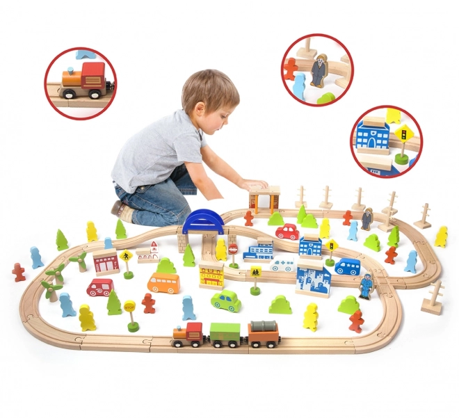 Holzeisenbahn Spielset 110 Teile
