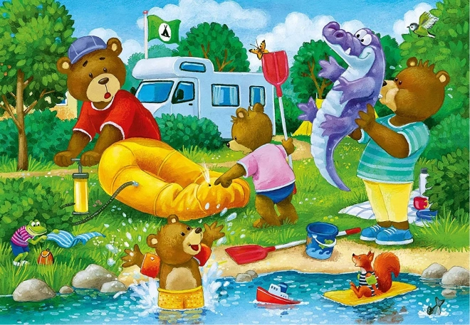 Ravensburger Puzzle Die Bärenfamilie beim Camping 2x24 Teile