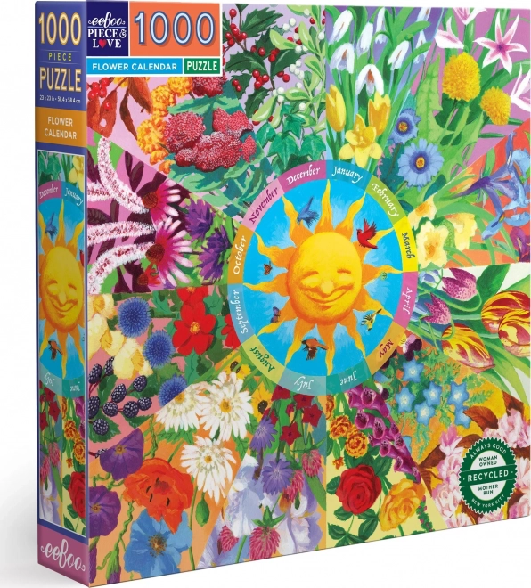 Quadratisches Puzzle Blumenkalender 1000 Teile