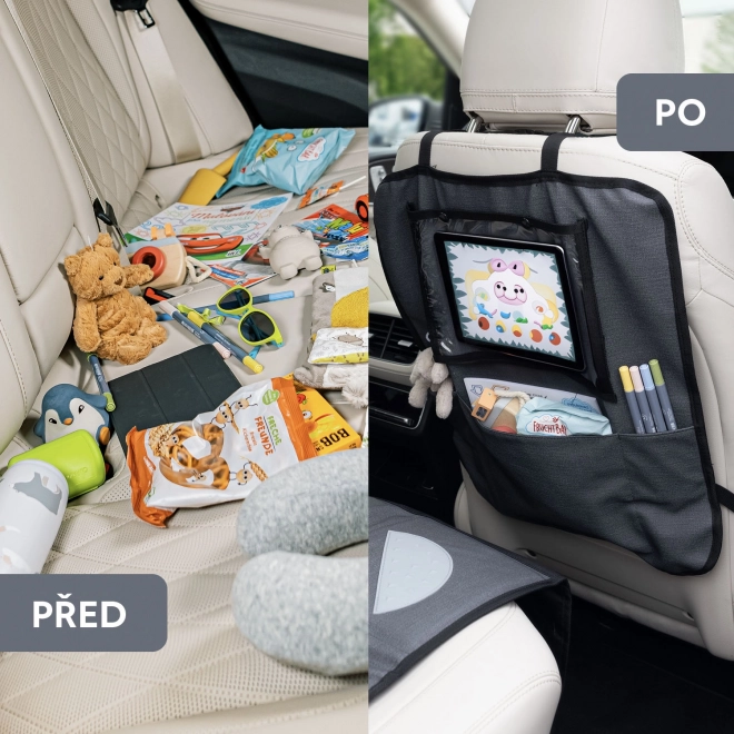 Sitzschutz mit Tablet Tasche Waschbar Grau