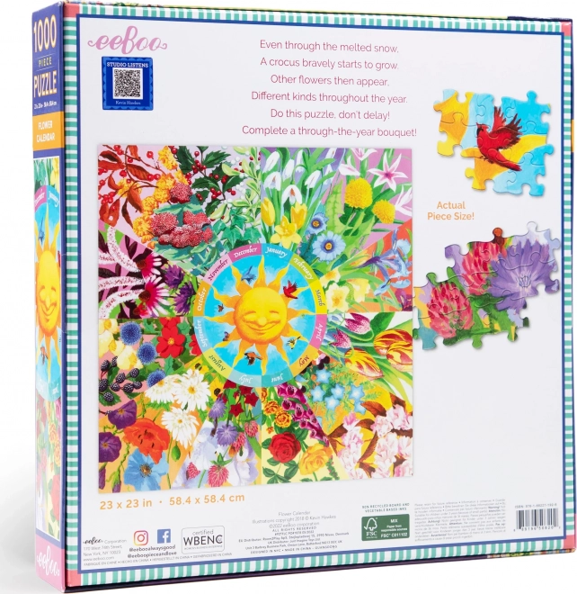 Quadratisches Puzzle Blumenkalender 1000 Teile