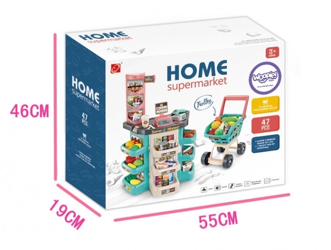 Supermarkt Spielset mit Einkaufswagen und Kasse von Woopie