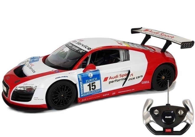 Ferngesteuertes Auto Audi R8 LMS von Rastar im Maßstab 1:14 Weiß-Rot