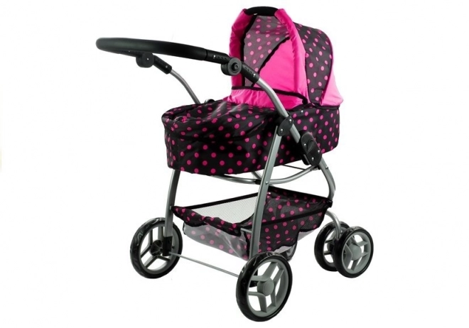 Mädchen Puppenwagen 2 in 1 Alice schwarz mit rosa Punkten