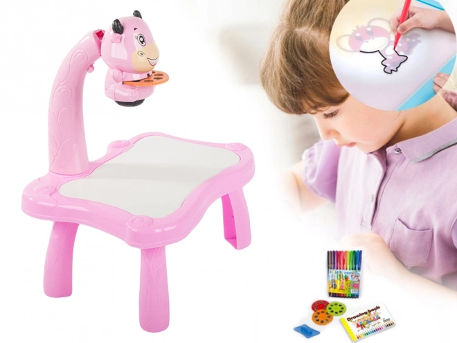 Lernprojektionstisch für Kinder in Rosa