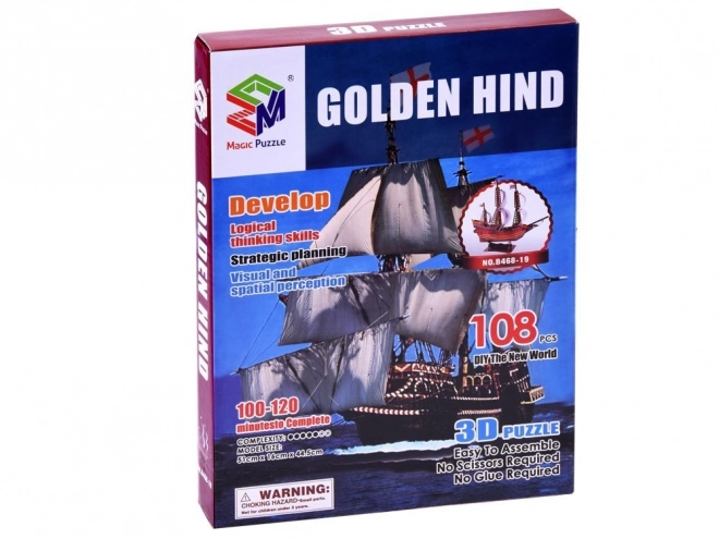 3D Puzzle Golden Hind Schiff 108 Teile