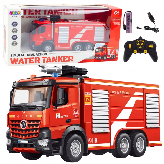 Ferngesteuertes Rettungs-Feuerwehrauto mit ausziehbarer Leiter und Wassernebel