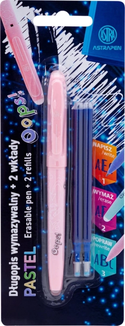 Astra Oops! Radierbarer Stift 0,6 mm + 2 Nachfüllungen (Mix, Pastellfarben)