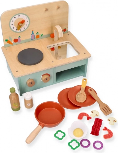 Kleine Holzküche mit Zubehör