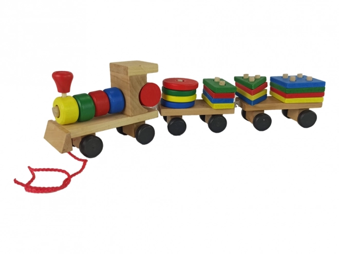 Holzlokomotive mit 2 abnehmbaren Waggons