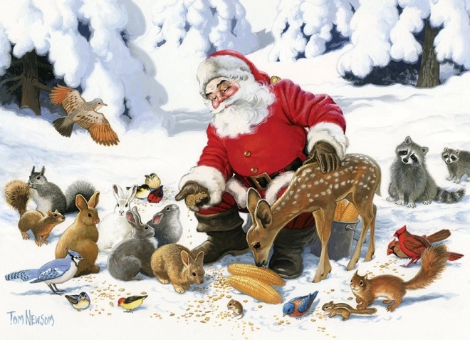 Cobble Hill Familienpuzzle Weihnachtsmann mit tierischen Freunden 350 Teile