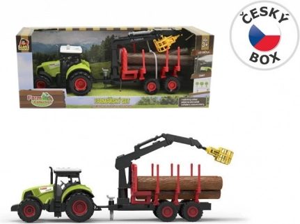 MaDe Traktor mit Anhänger und Ausleger – grün