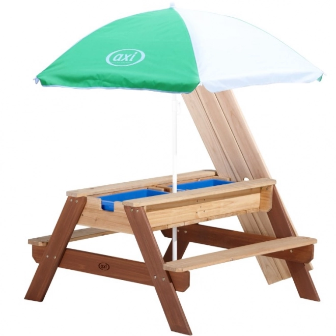 Picknicktisch Nick mit Bank und Sonnenschirm AXI