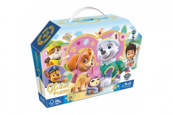 Glitzerpuzzle 70 Teile im Koffer: Niedliche Skye und Everest
