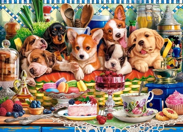 Puzzle Szüße Welpen Dessert