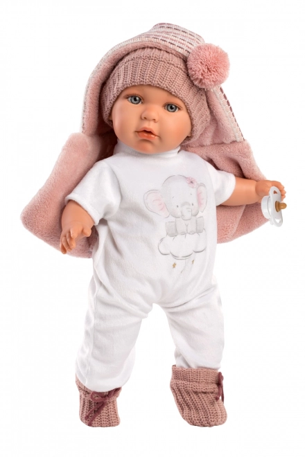 Llorens Baby Julia - Realistische Puppe mit Geräuschen und Weichem Stoffkörper - 42 cm